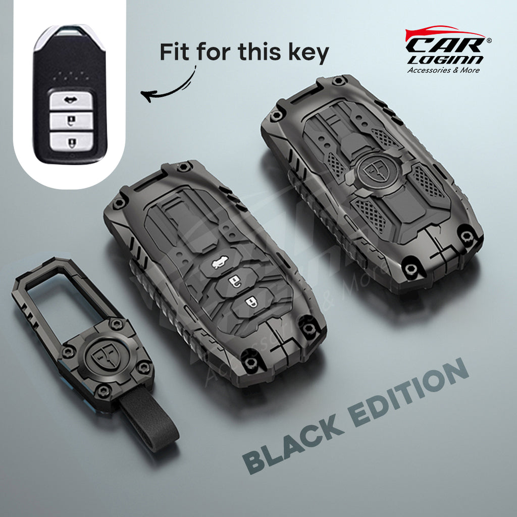 Premium Metal Black Transformer Series Soft Silicon Key Cover for Honda 3 Button Smartkey