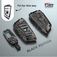 Load image into Gallery viewer, Premium Metal Black Transformer Series Soft Silicon Key Cover for BMW 4 Button Smartkey