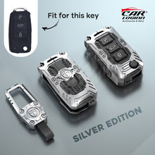 Load image into Gallery viewer, Premium Metal Black Transformer Series Soft Silicon Key Cover for Skoda/VW 3 Button Flip Key