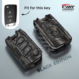 Premium Metal Black Transformer Series Soft Silicon Key Cover for Skoda/VW 3 Button FlipKey