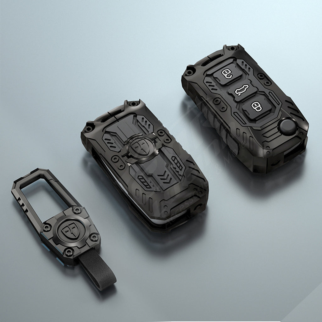 Premium Metal Black Transformer Series Soft Silicon Key Cover for Skoda/VW 3 Button Flip Key