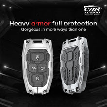 Load image into Gallery viewer, Premium Metal Black Transformer Series Soft Silicon Key Cover for Tata 4 Button Smart Key