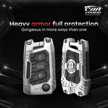 Load image into Gallery viewer, Premium Metal Black Transformer Series Soft Silicon Key Cover for Skoda/VW 3 Button FlipKey