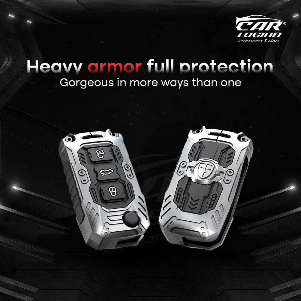 Premium Metal Black Transformer Series Soft Silicon Key Cover for Skoda/VW 3 Button Flip Key