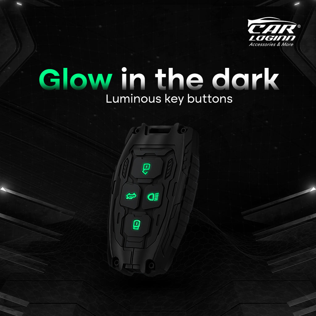 Premium Metal Black Transformer Series Soft Silicon Key Cover for Tata 4 Button Smart Key