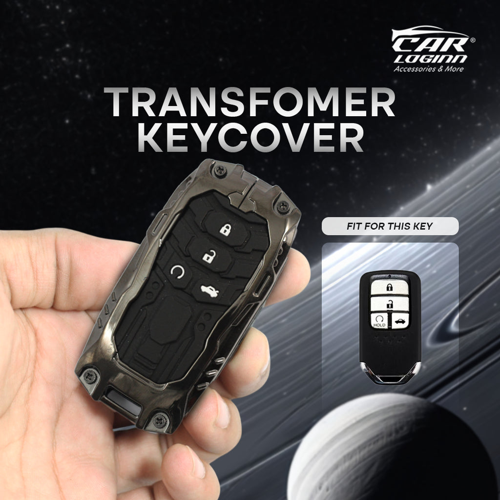 Premium Metal Black Transformer Series Soft Silicon Key Cover for New Honda Civic | New Amaze | New Honda city Smart key