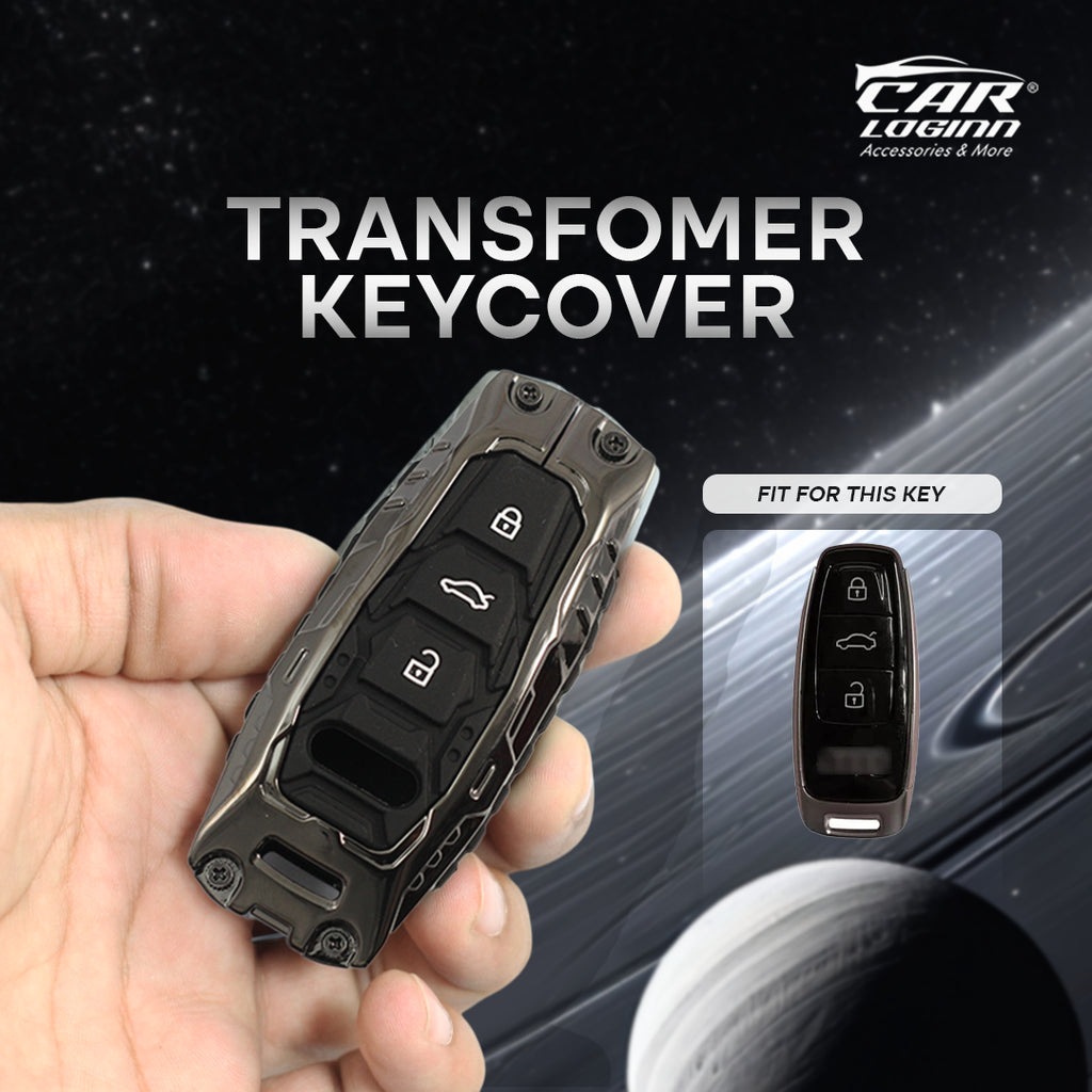 Premium Metal Black Transformer Series Soft Silicon Key Cover for Audi A5 | A4 | A3 | Q3 | Q5 | Q7 | Q8 Smart Key