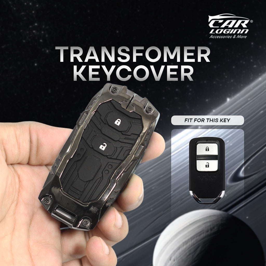 Premium Metal Black Transformer Series Soft Silicon Key Cover for Honda 2 Button Smart key