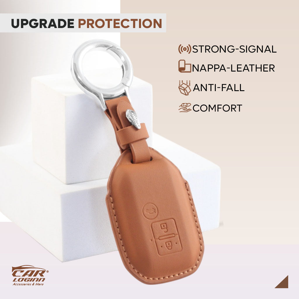 Carloginn PU-3D Leather Key Case for Maruti Suzuki 3 Button Smart Key