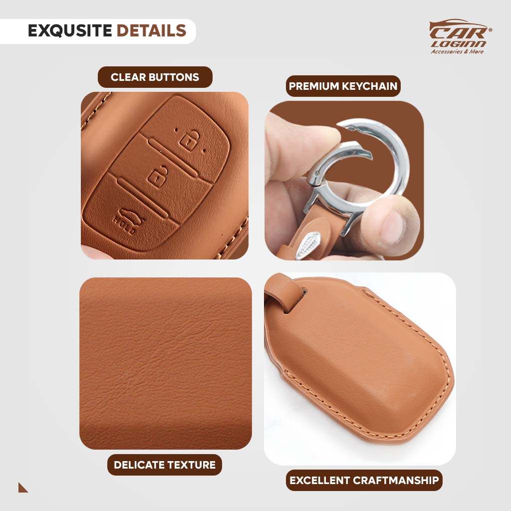 Carloginn PU-3D Leather Key Case for Maruti Suzuki 3 Button Smart Key