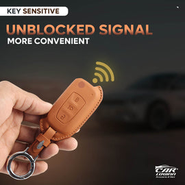 Carloginn PU-3D Leather Key Case for TATA 3 Button Flip Key