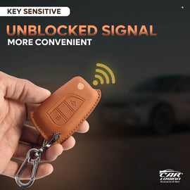Carloginn PU-3D Leather Key Case for Toyota Innova Crysta | Corolla Altis Flip Key