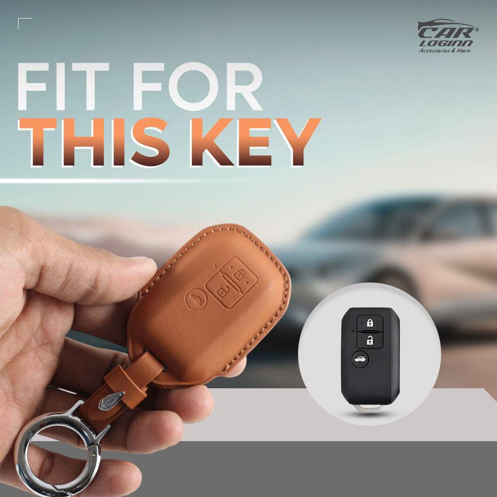 Carloginn PU-3D Leather Key Case for Maruti Suzuki 3 Button Smart Key