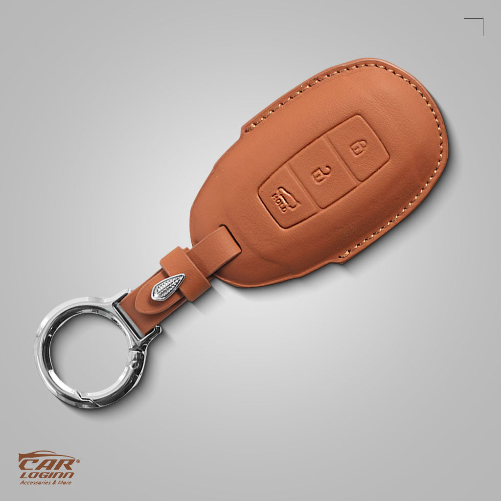 Carloginn PU-3D Leather Key Casefor Hyundai 3 Button Smart Key (PUSH START)