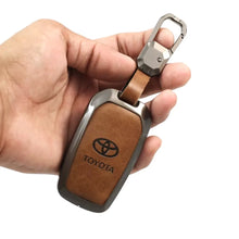 Load image into Gallery viewer, Metal Leather Key case for Toyota Innova Hycross | Fortuner | Innova Crysta | Legender - (2 Button Smart Key)
